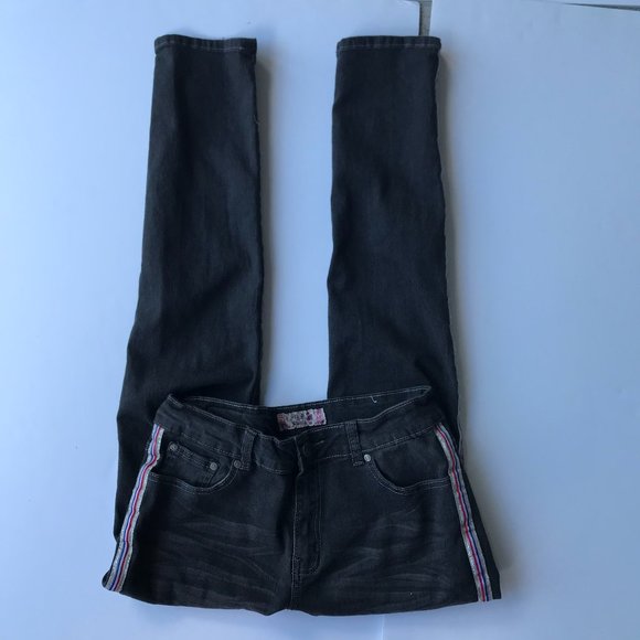 Denim & Rivets Girls Black Jeans Stripes on sides - Picture 1 of 16
